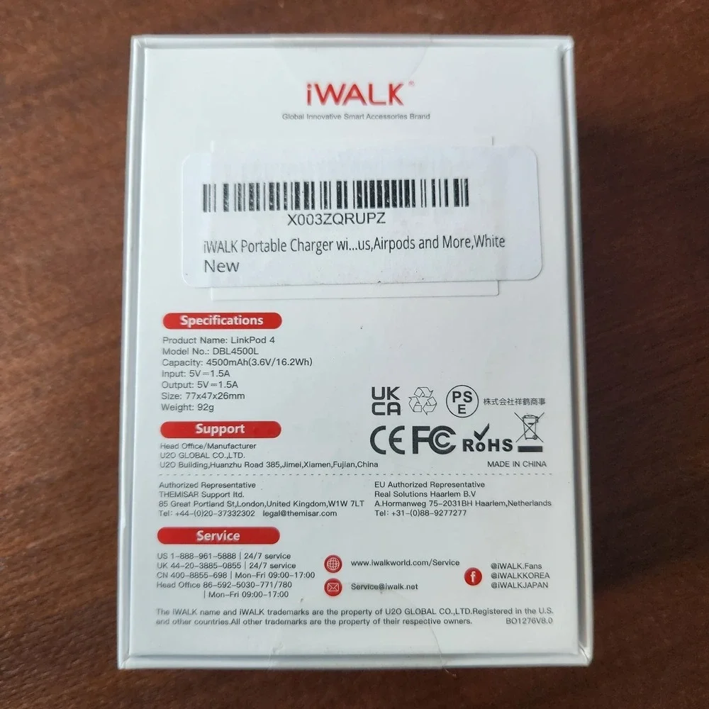 2 iWALK LinkPod4 4500mAh Portable IPhone Charger White, DBL4500L